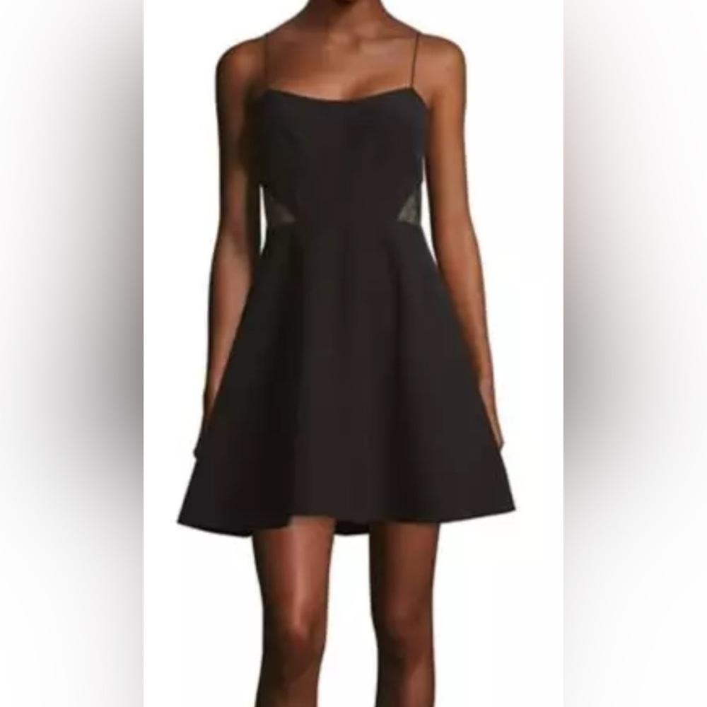 NWT Aidan by Aidan Mattox Black Crepe and Lace Dress